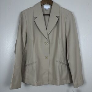 Alfred Dunner Women's‎ 14 Beige Blazer Two-Button Office Business NEW